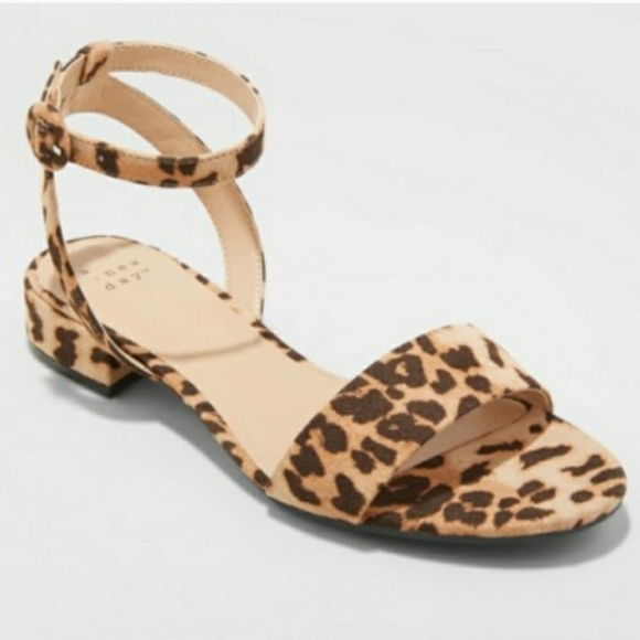 a new day Shoes - WOMEN'S LEOPARD PRINT ANKLE STRAP SANDALS